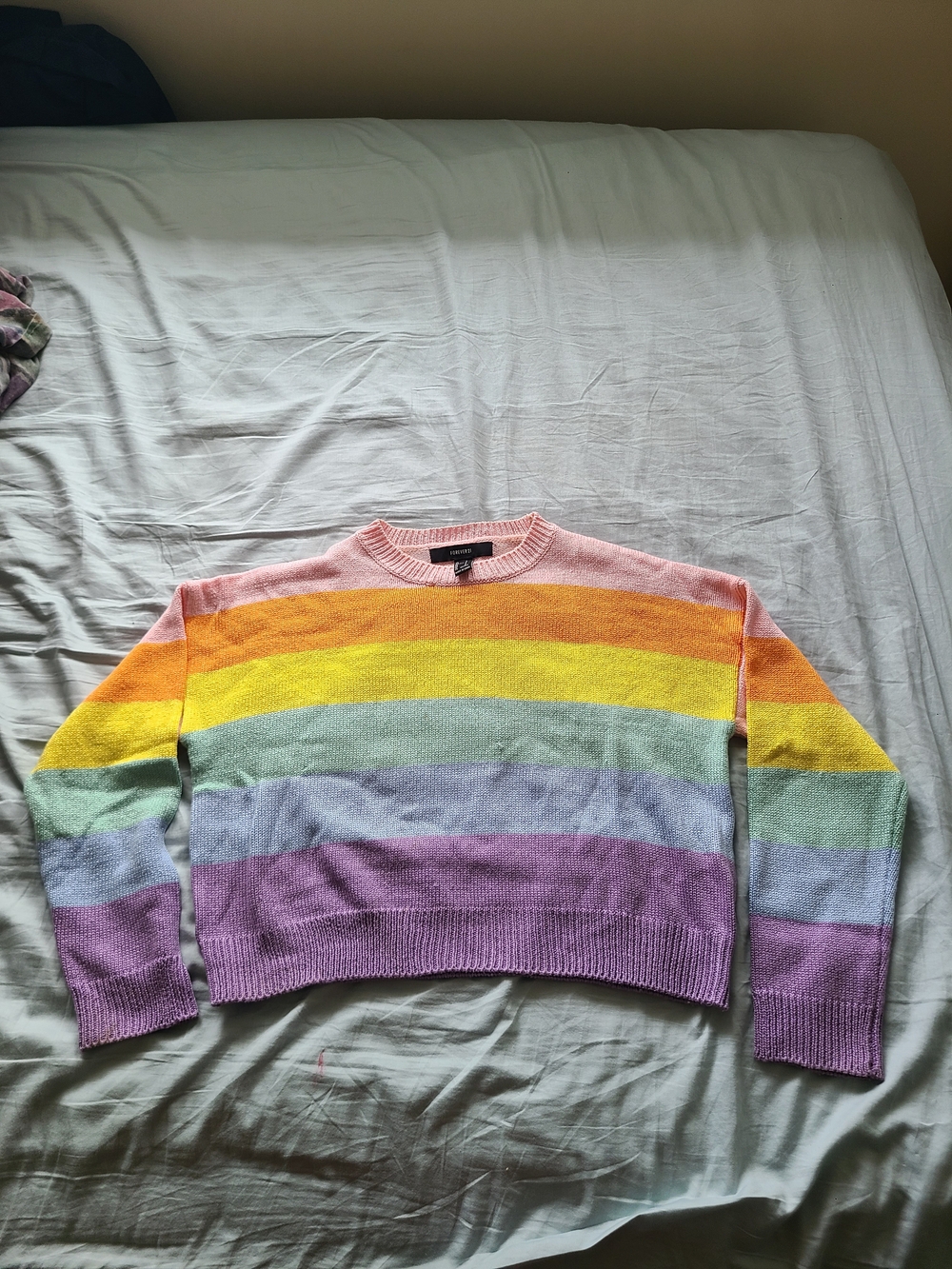 Forever 21 Pastel Striped Rainbow Sweater